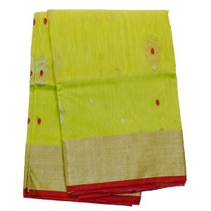Chanderi silk  - fresh neon  green