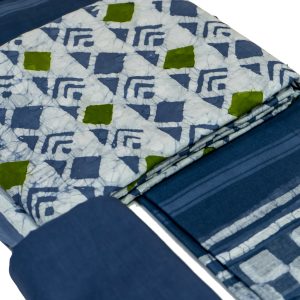 Block print Batik - Denim blue -green