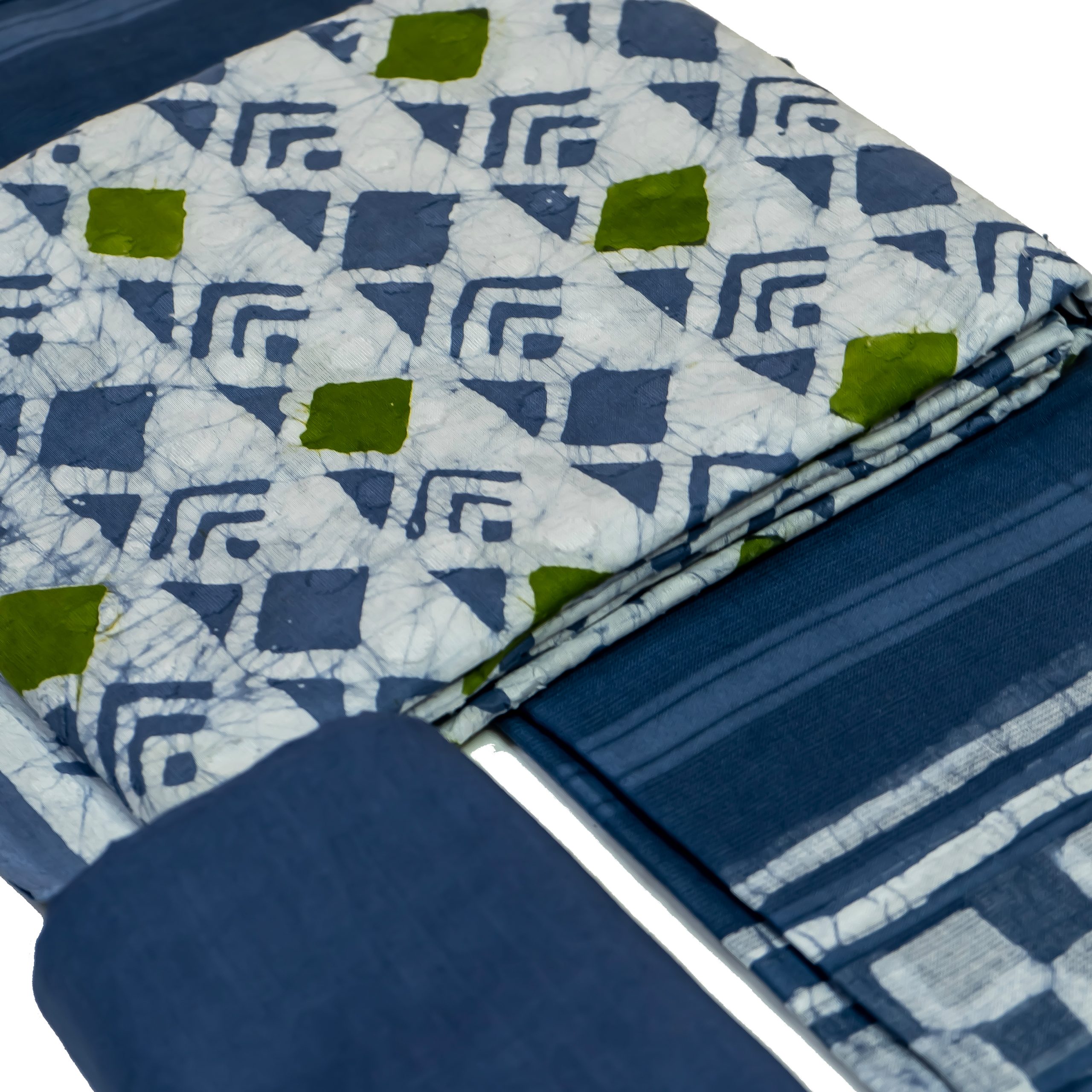 Block print Batik - Denim blue -green