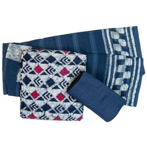 Block print Batik - Denim blue - pink