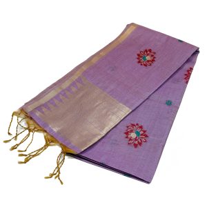 Mix cotton saree - Lavender