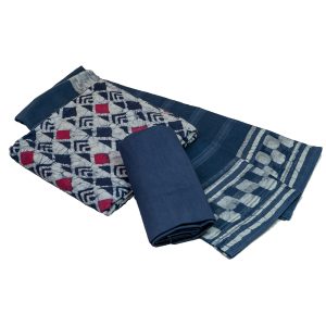 block print batik denim blue pink