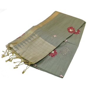 mix cotton saree grey