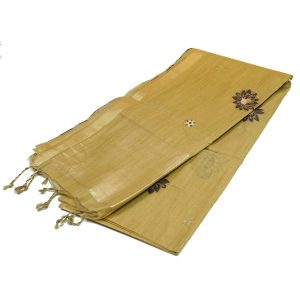 mix cotton saree khaki brown