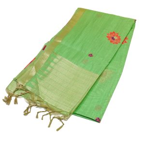 mix cotton saree light green