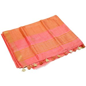 bhagalpuri silk cotton peachish orange